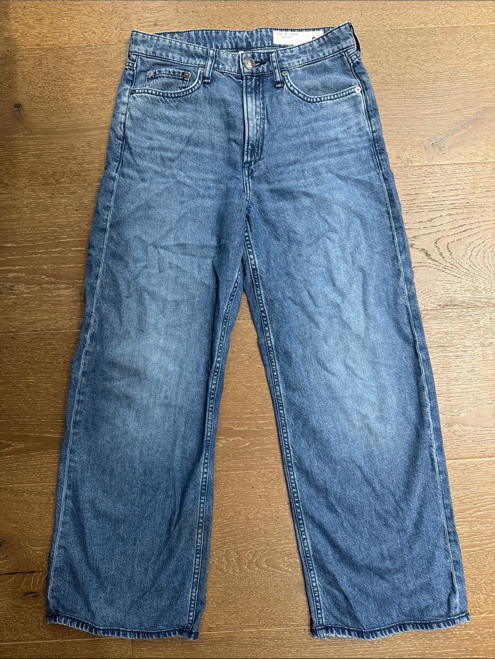 Rag & Bone Logan Mid-Rise Wide Leg Jeans Size 25 Medium Wash - Picture 2 of 6